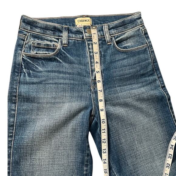 L'AGENCE SZ 25 NWOT Soft Cotton Blend Blue Classic Straight Leg Frayed Bottom - Picture 5 of 8